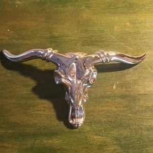 Long Horned Bull Skull Belt Buckle